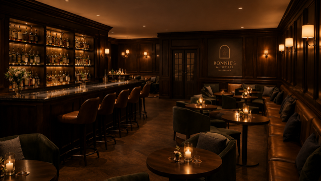 Ronnie's Cheltenham bar interior — warm candlelit atmosphere